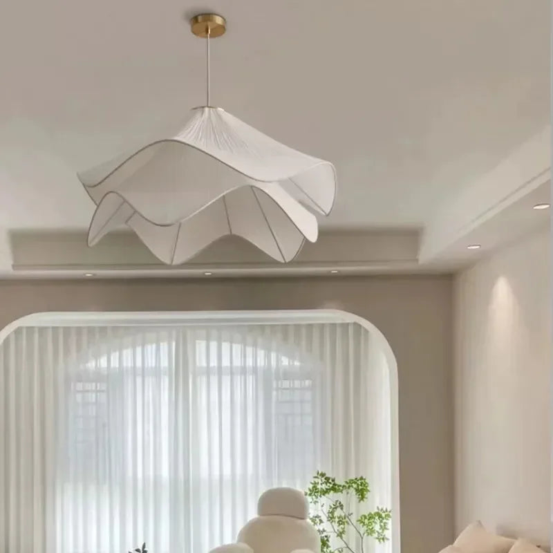 French Cream Style Chandelier Living Room Lamp Main Lamp Bedroom Light Nordic Simple Warm Romantic Master Bedroom Straw Hat Lamp — alternate view
