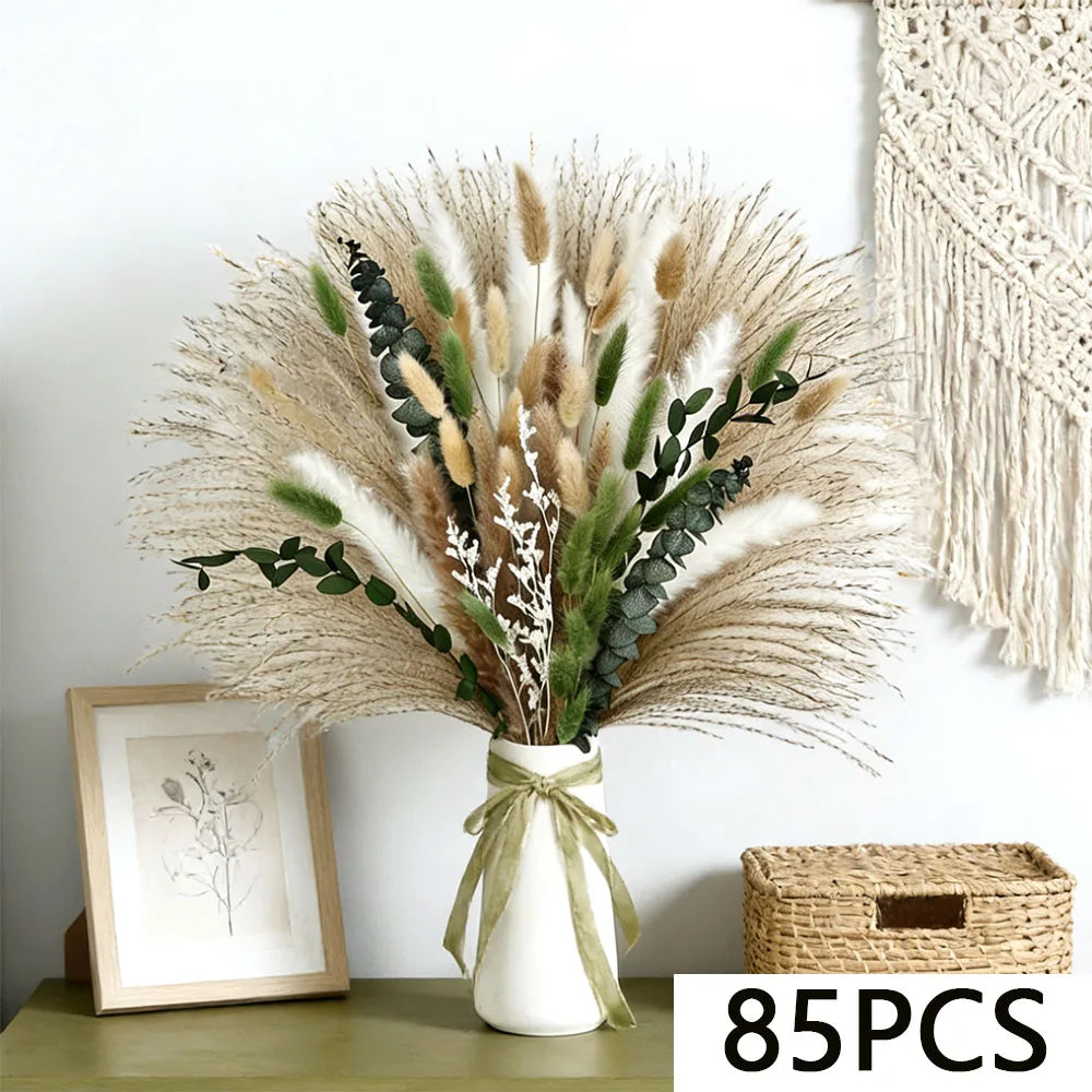 Faux Dried Flower Bouquet Bundle — 80-Piece Vase Filler