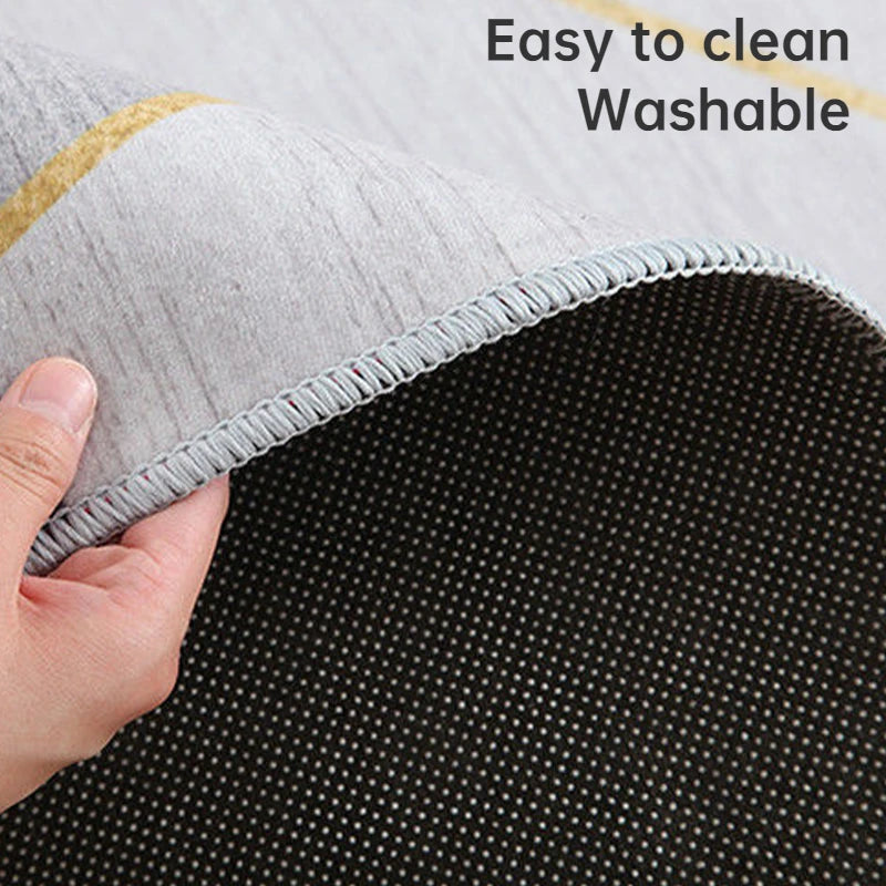 Light Luxury Grey Area Rug — Washable Non-Slip — detail view