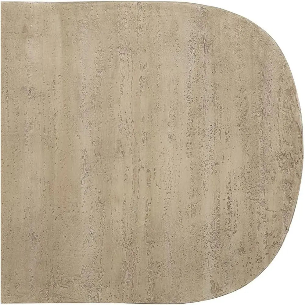 Travertine Concrete Oval Coffee Table — 36"