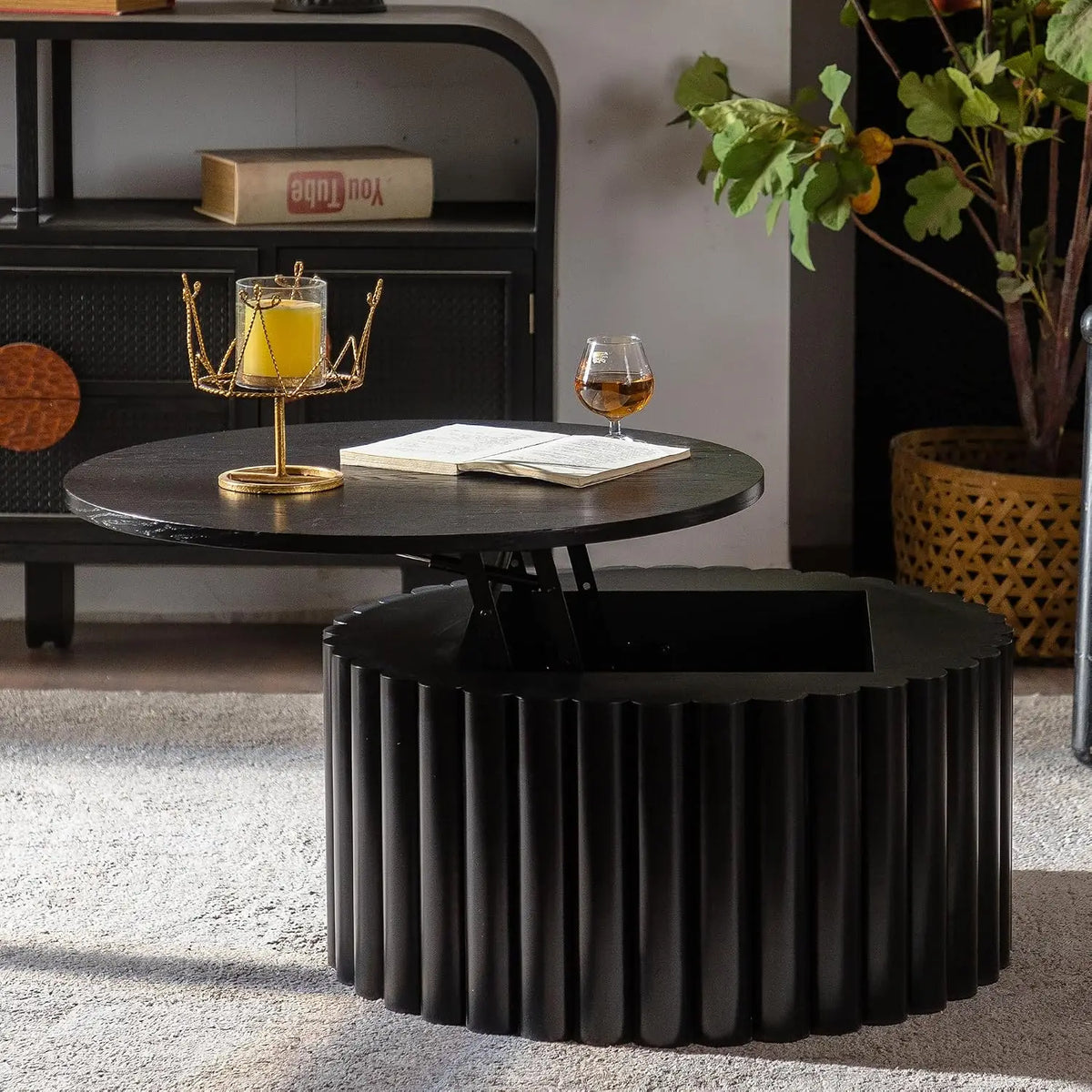 Drum Stone Coffee Table - Faux Marble Modern