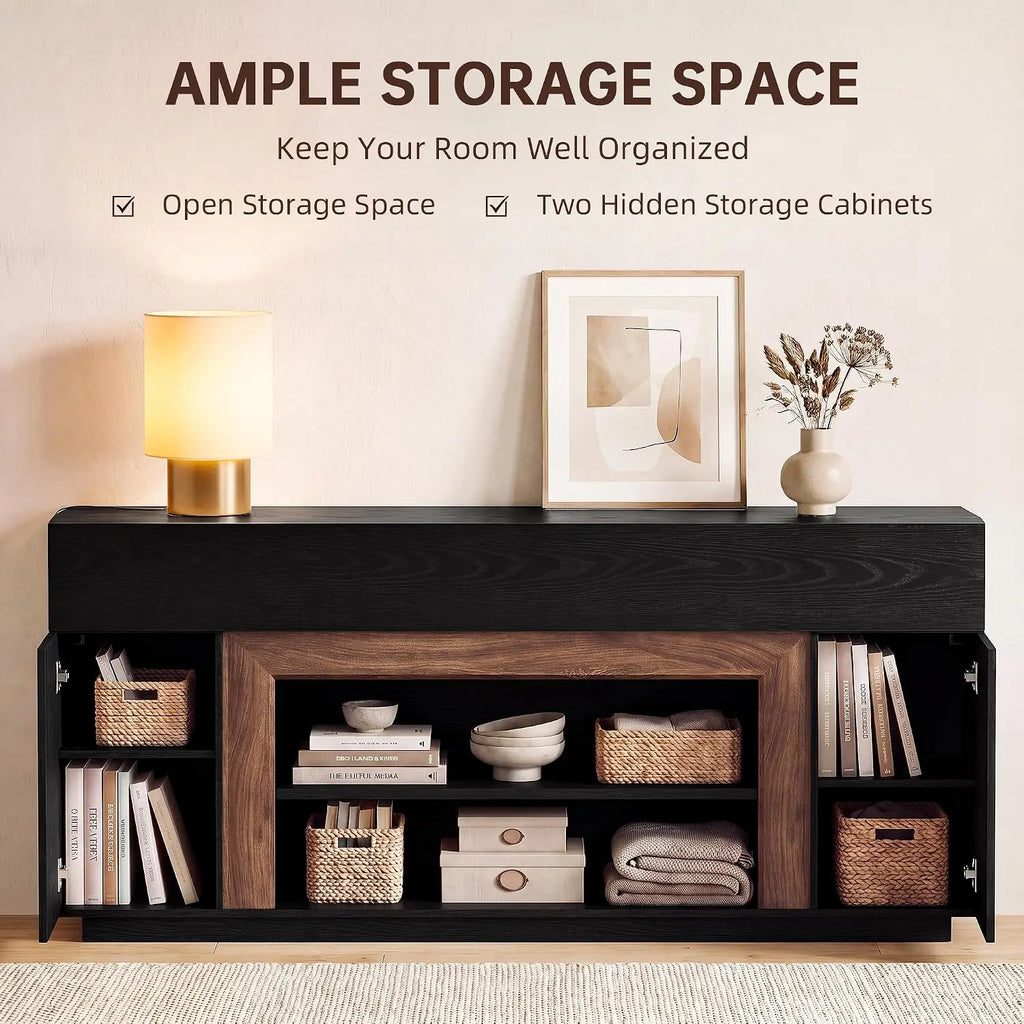 Modern media console TV stand with thick block design