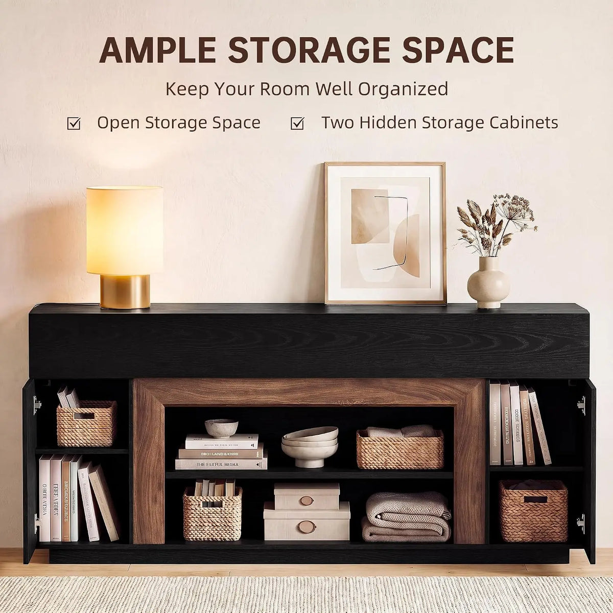 Modern media console TV stand with thick block design