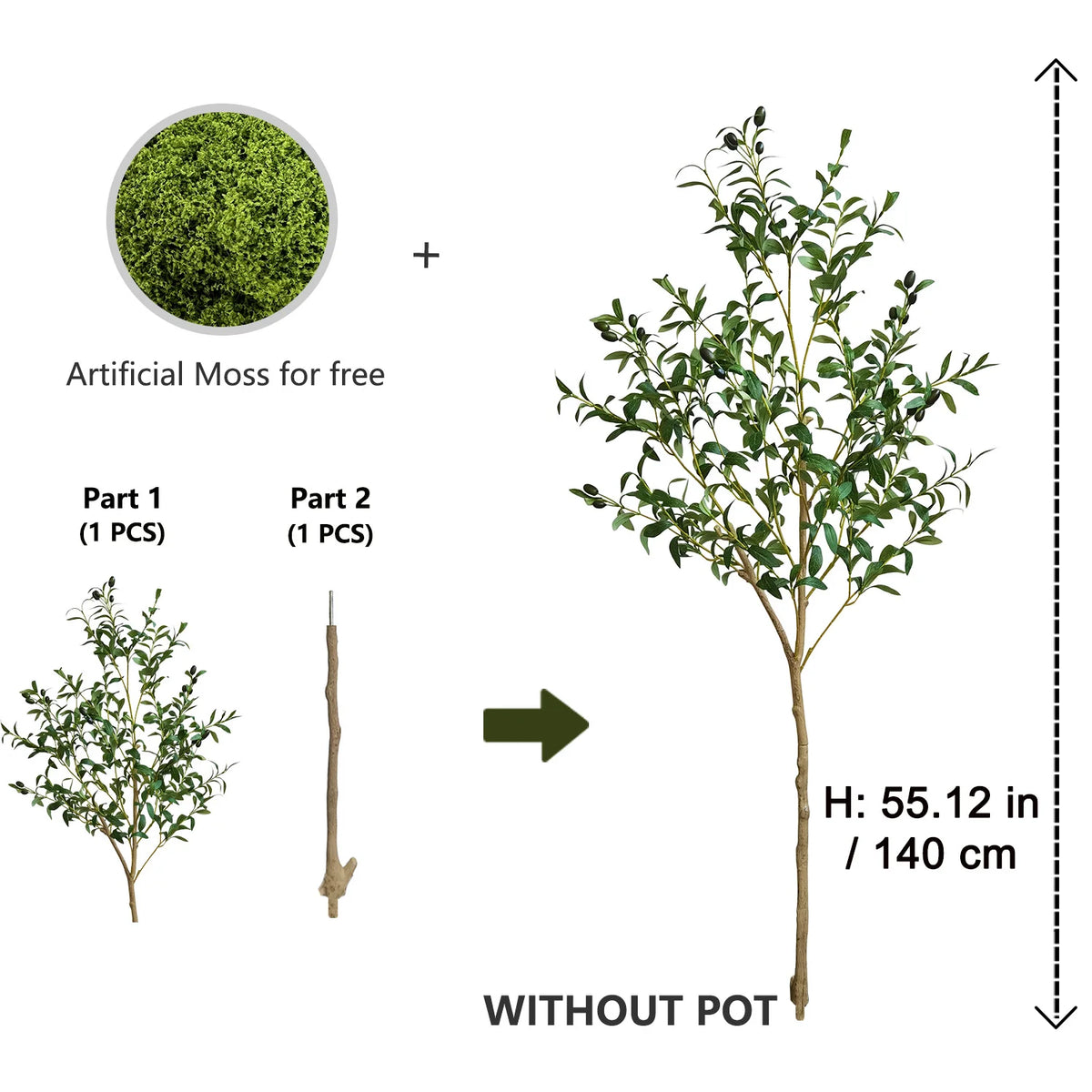 120-180cm Artificial Olive Tree Plant Indoor Outdoor Ornament Fake Plant for Home Garden Balcony Living Room Decoration — image 25