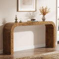 Solid wood waterfall console table with curved corners