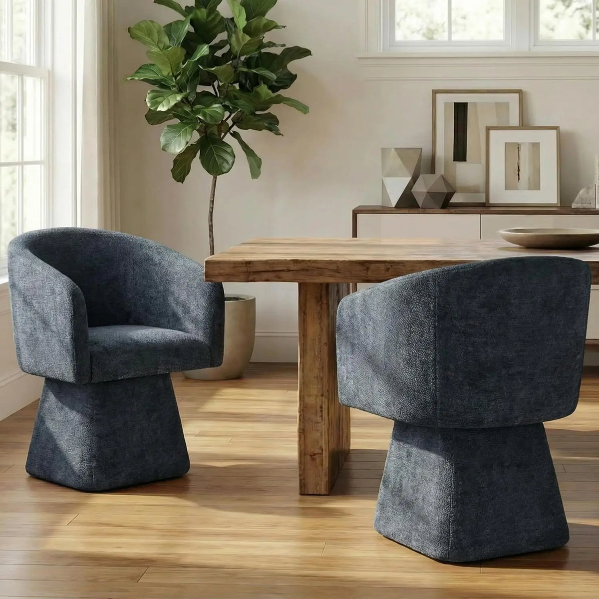 Upholstered Swivel Dining Chairs — Set of 2