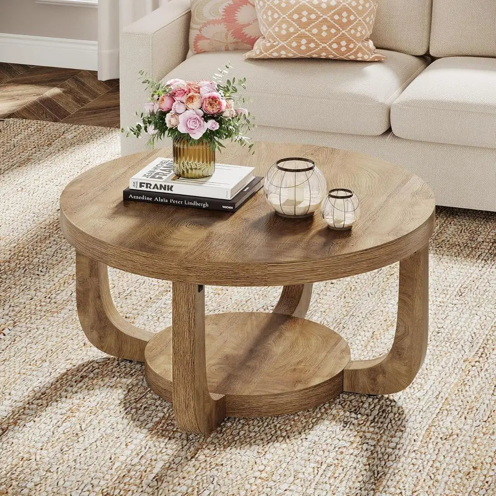 Two-Tier Round Storage Coffee Table