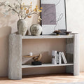 Faux marble console table with wood base and open shelf