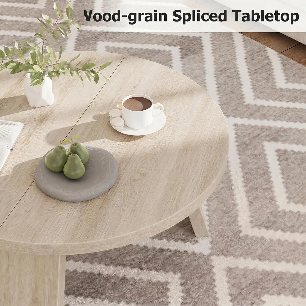 33.5" Round Coffee Table — Light Oak