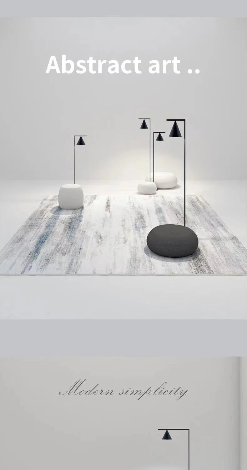 Modern Abstract Plush Area Rug — Thick Grey — usage view