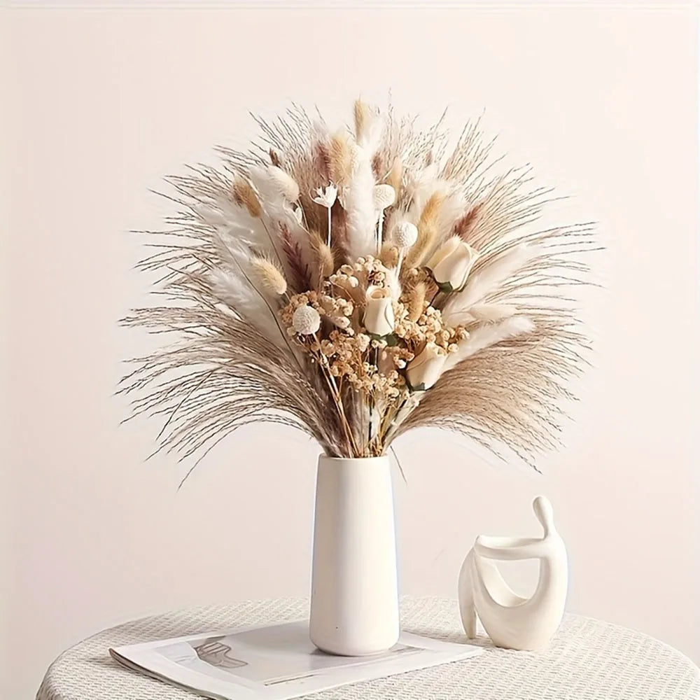 Faux Dried Flower Bouquet Bundle — 80-Piece Vase Filler