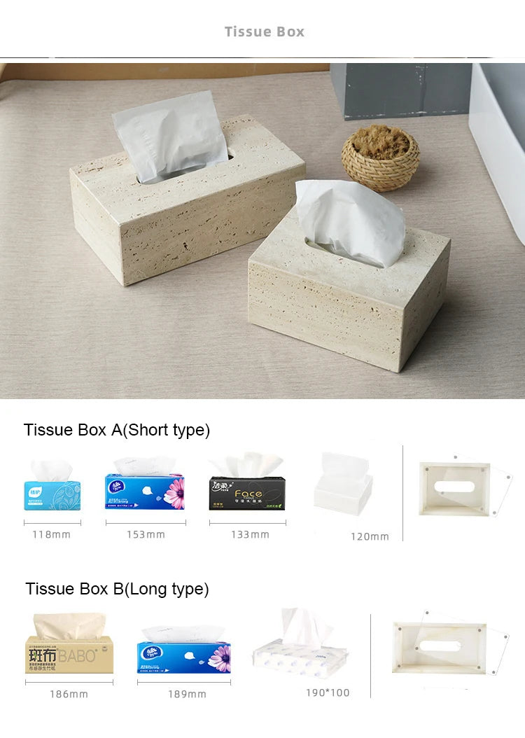 Travertine Bathroom Accessory Set — Vanity Tray & Diffuser, 9-Piece
