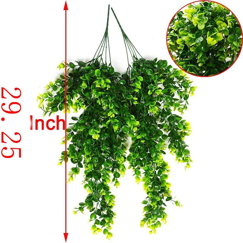 1Pcs Artificial 5Forks Rattan Eucalyptus Wall Hanging Simulation Greenery Fake Hanging Plants Vine Diy  Home Outdoor Decor Plant — feature detail