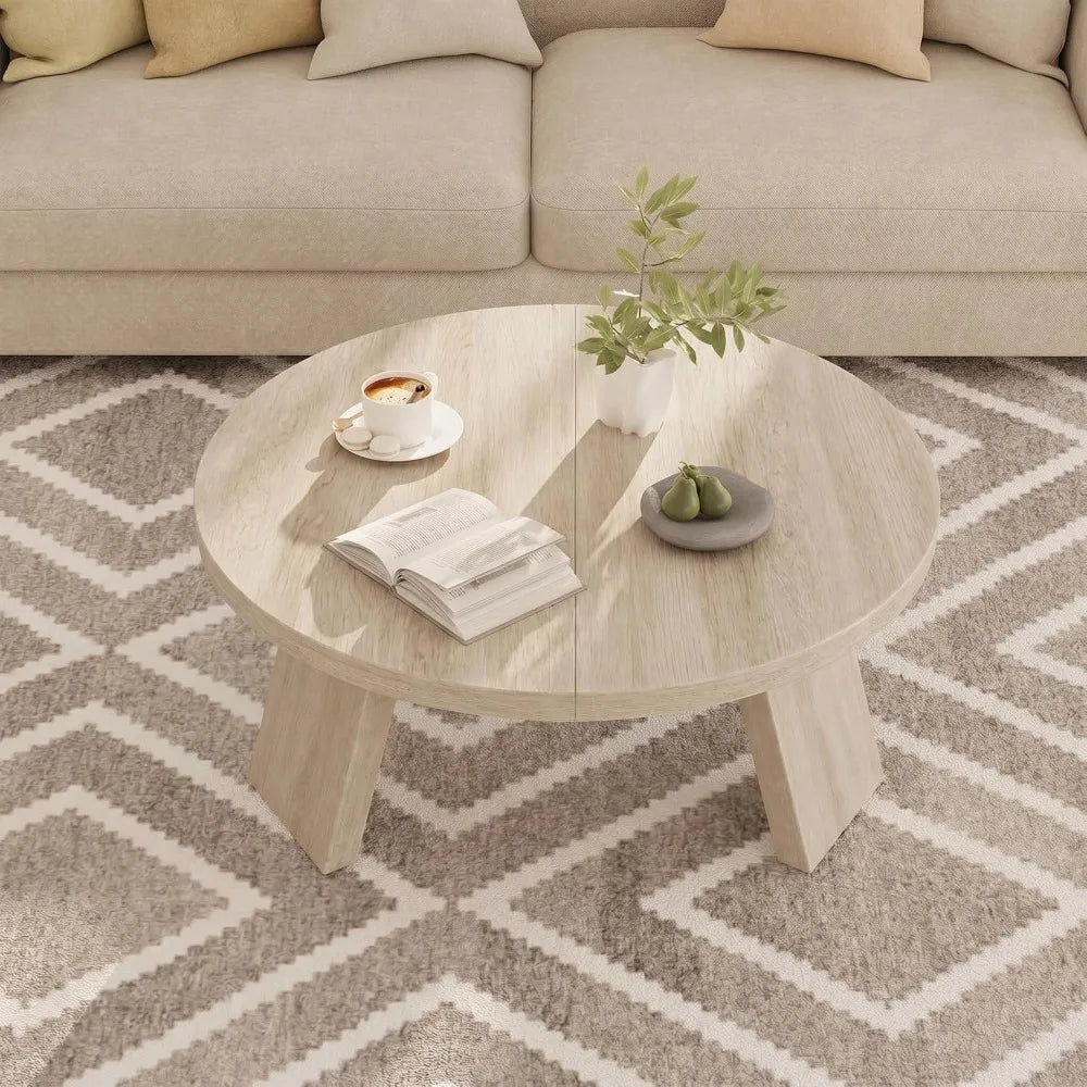 33.5" Round Coffee Table — Light Oak