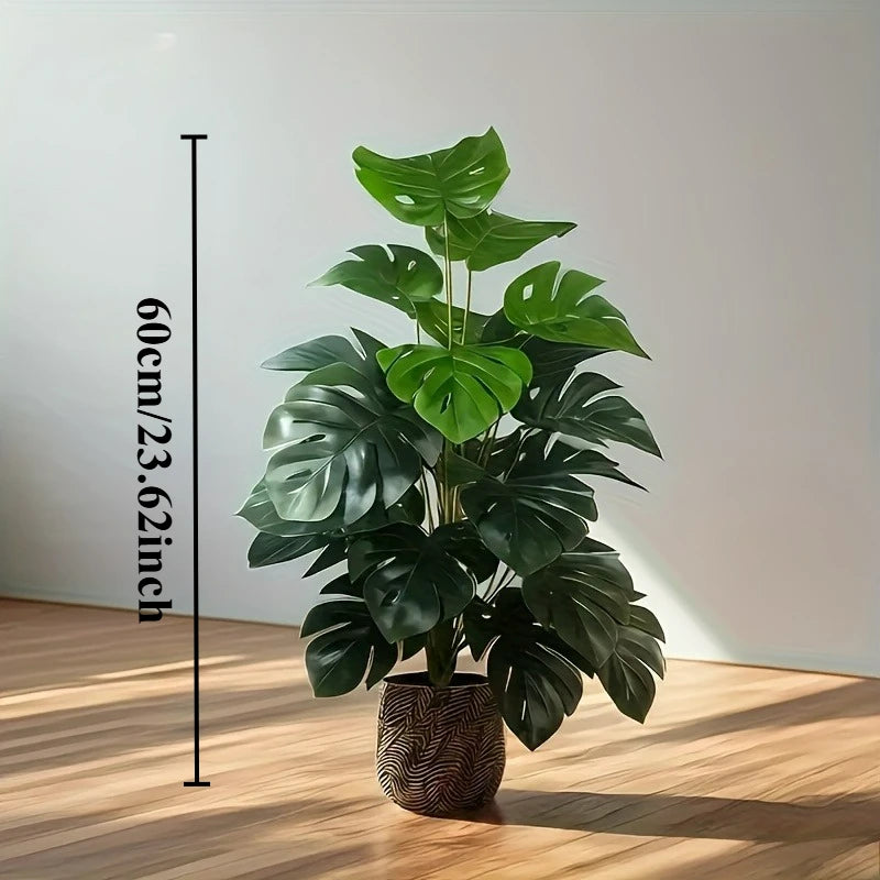 Artificial Monstera Palm Tree Realistic Plastic Green Plant for Home Office Wedding Christmas Without Flower pots — image 9