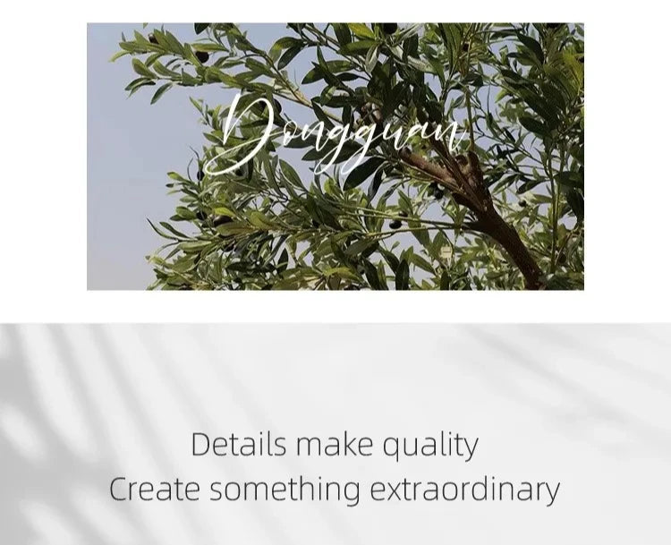 Large Simulated Olive Tree, Decorative Tree for Shopping Malls & Hotels, Fiberglass Artificial Olive Tree with Fruit, Artificial — close-up detail