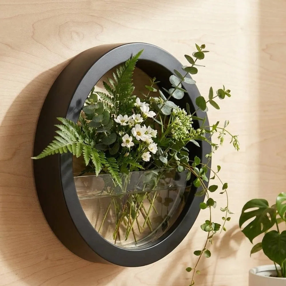 Round Wall-Mounted Hanging Planter — Drill-Free, 7.8in