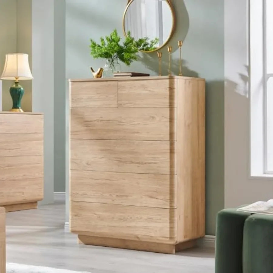 6-Drawer Dresser — 42" Tall Push-to-Open Wood Chest