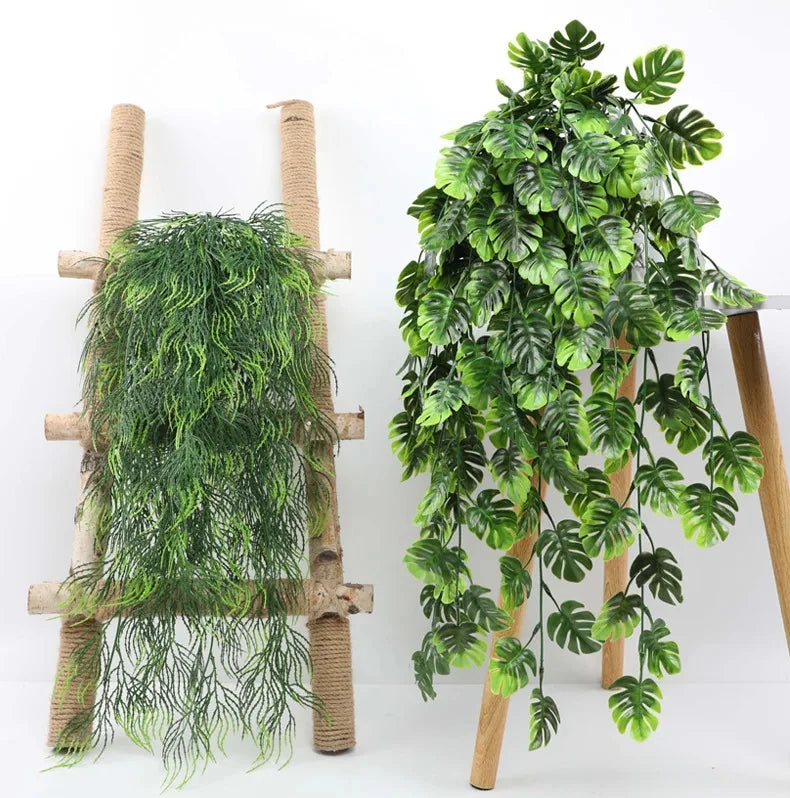Persian fern Leaves Vines Home Room Decor Hanging Artificial Plant Plastic Leaf Grass Wedding Party Wall Balcony Decoration — alternate angle