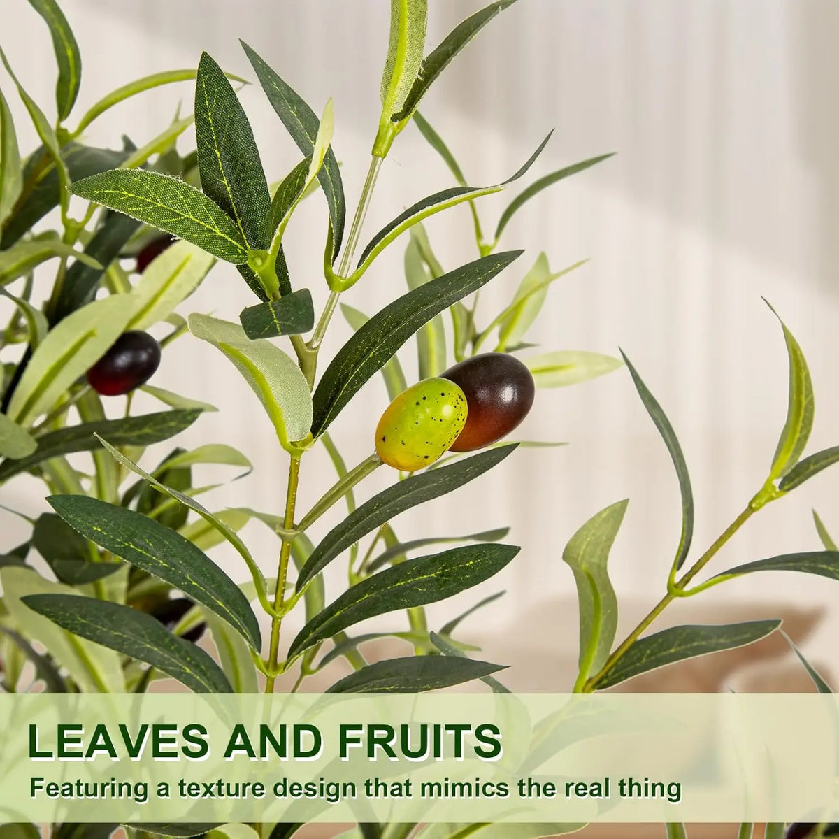 5/6/7ft Olive Trees Artificial Indoor Outdoor Faux Olive Tree with White Tall Planter, Artificial Plants with Natural Wood Trunk and Lifelike Fruits for Home Office Decor — alternate view
