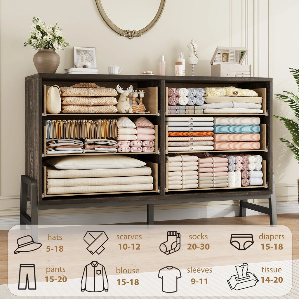 6-Drawer Entryway Storage Cabinet — Wide Wooden Dresser