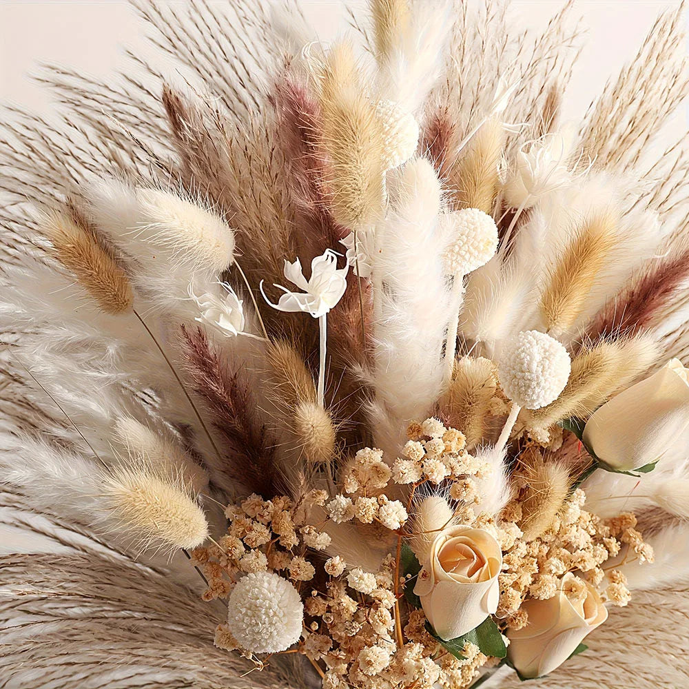 Faux Dried Flower Bouquet Bundle — 80-Piece Vase Filler