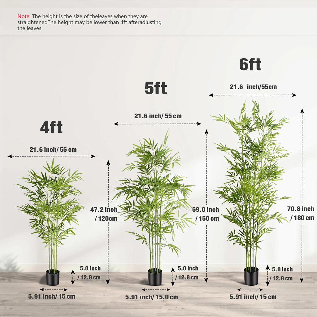 Artificial Bamboo Tree — 4–6 ft, Realistic Trunk & Leaves