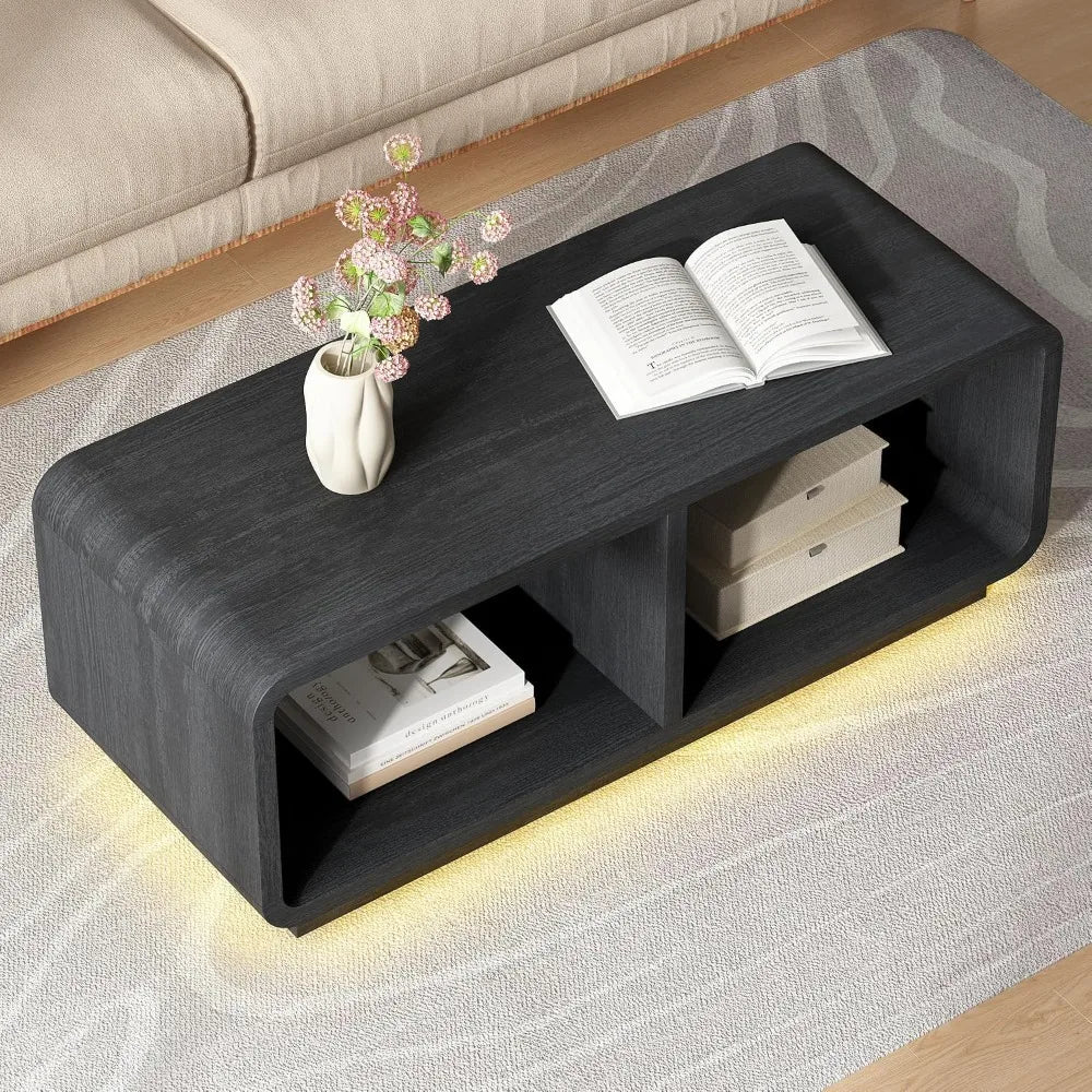 Mid-century coffee table with built-in LED light strip