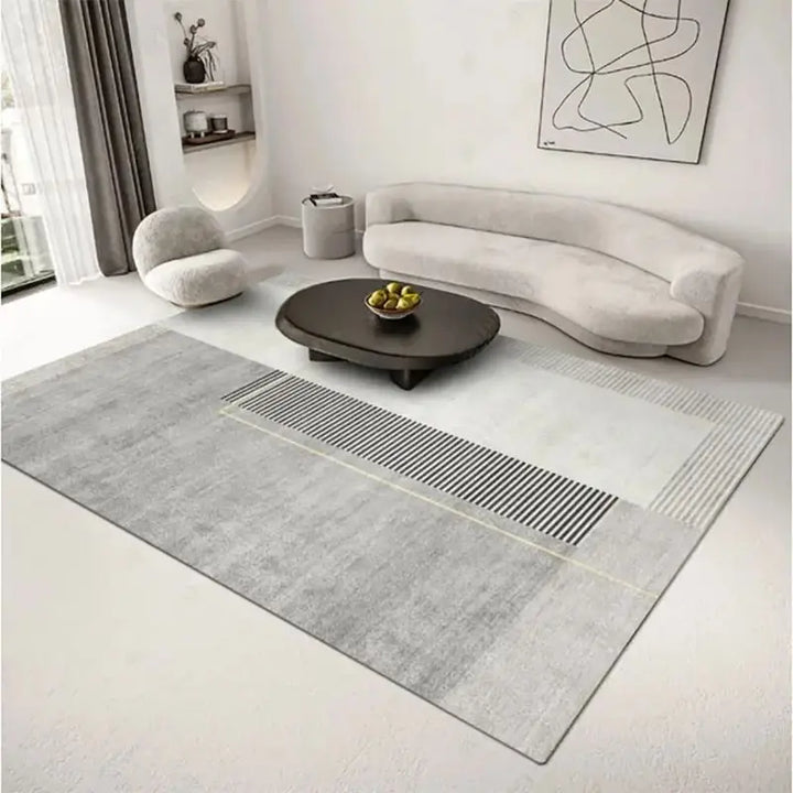 Light Gray Striped Area Rug — Machine-Washable — main product view