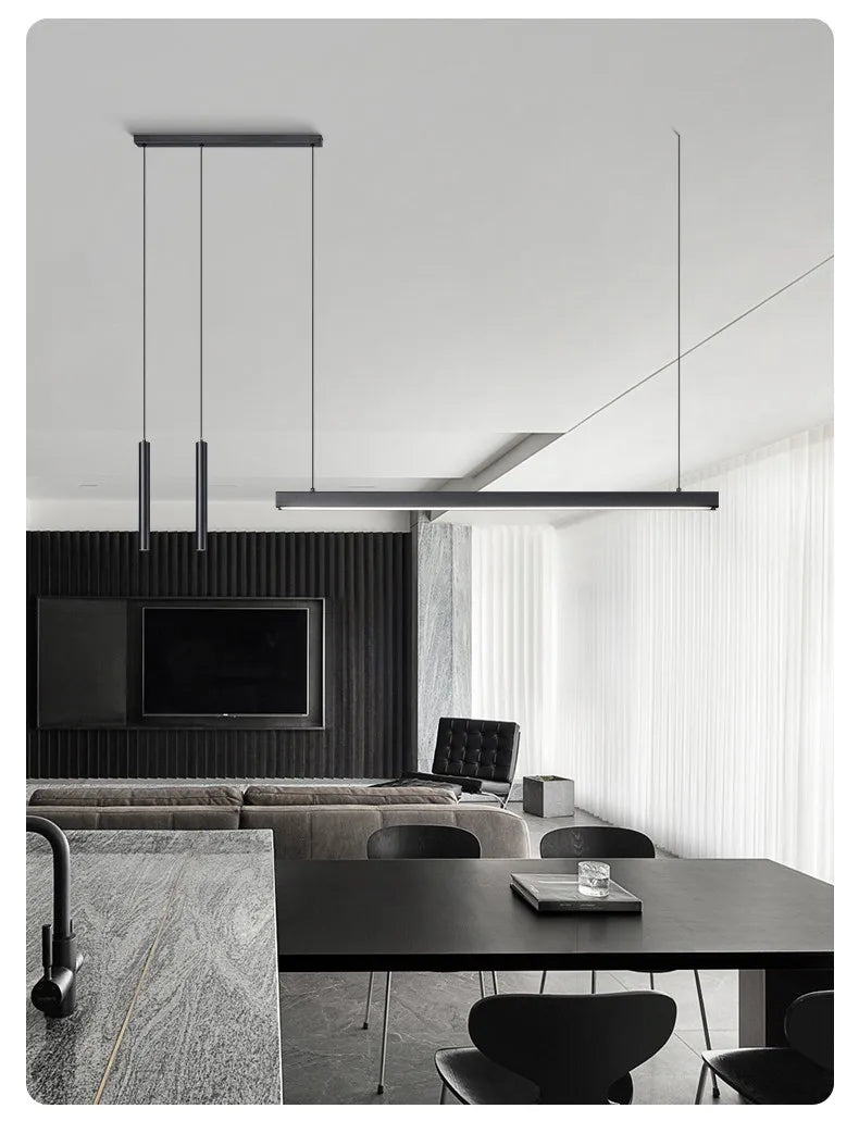 Dining Room Lamp Kitchen Lights Word Long Restaurant Chandelier Modern Minimalist Office Lamps Nordic Bar Island Chandeliers — image 17