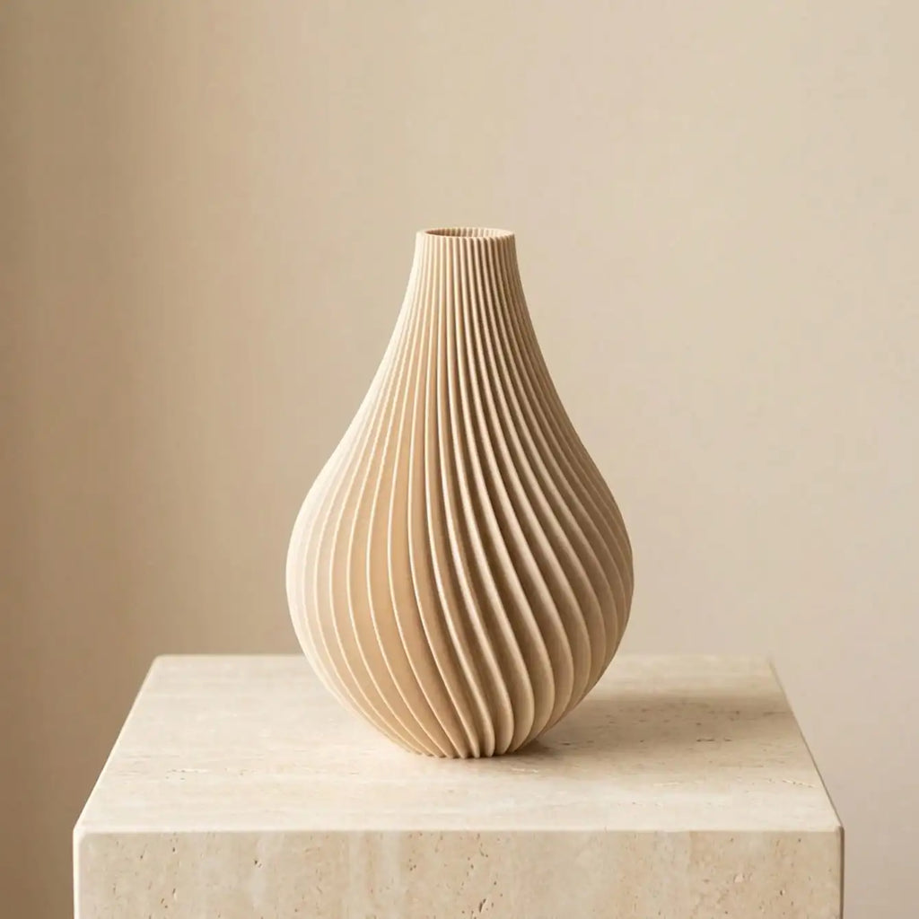Twisted Ribbed Bulbous-Neck Vase — Boho Style
