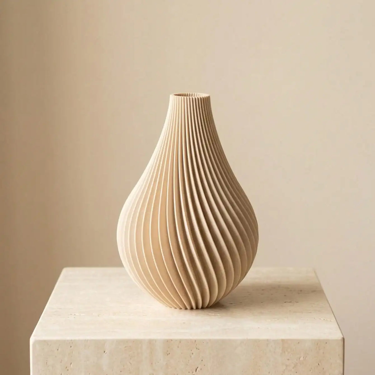 Twisted Ribbed Bulbous-Neck Vase — Boho Style