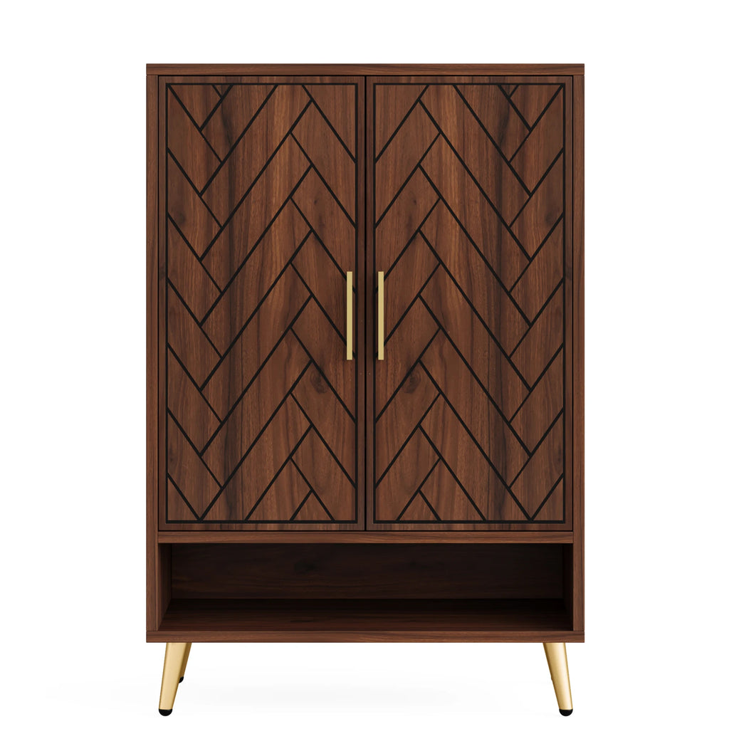 Tribesigns Walnut 6-Tier Shoe Cabinet with Doors