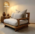 Wabi-Sabi Solid Wood Sofa Bed — Old Elm — usage view