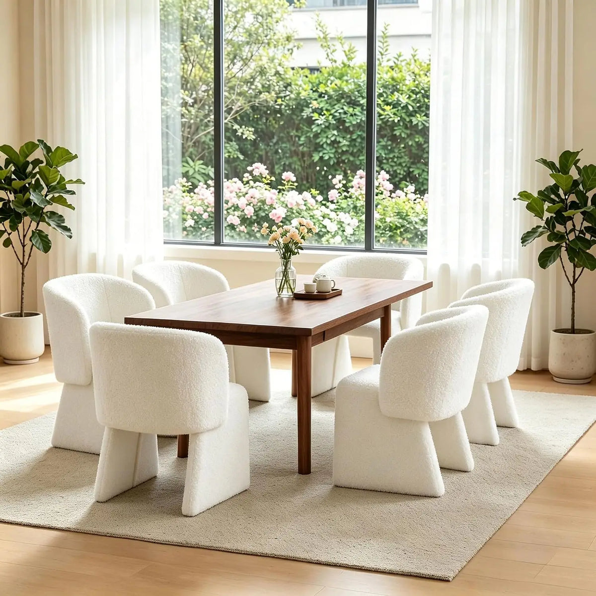 Mid-Century Upholstered Dining Arm Chairs — Set of 4