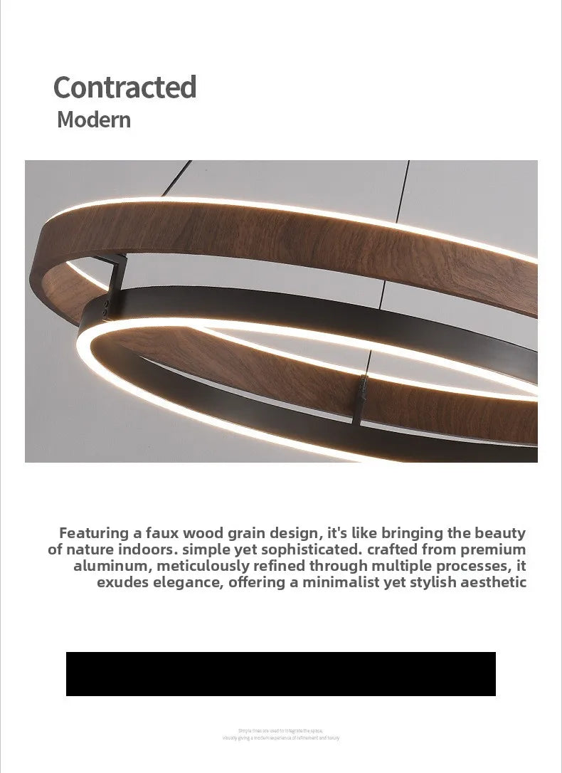 Italian Designer High-end LED Ceiling Chandelier Lamp Walnut Metal Pendant Light Home Decoration for Dinning Living Room Counter — image 9