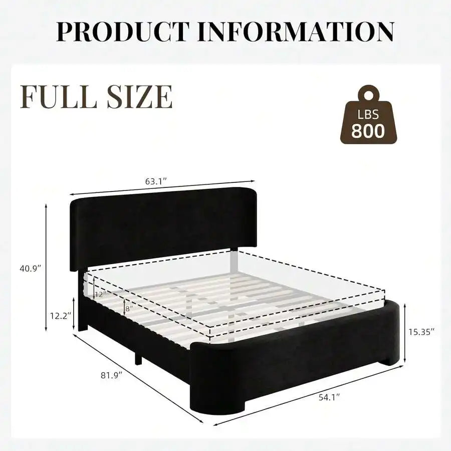 Upholstered wingback platform bed — close-up design detail