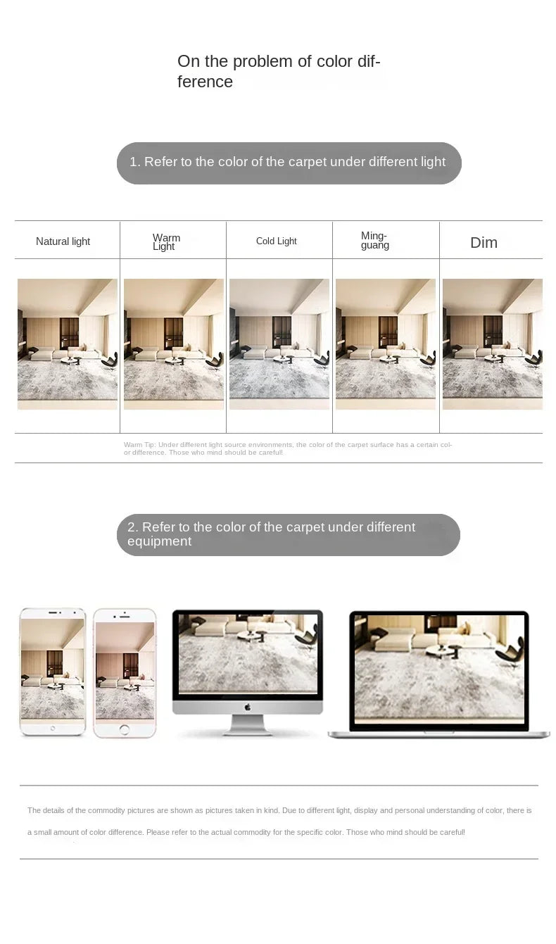 Cream Minimalist Textured Area Rug — Soft Anti-Slip — specification view