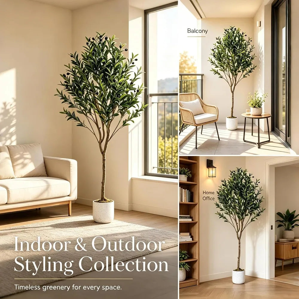 Artificial Olive Tree Branches — 4.3FT, No Pot, Lifelike Fruit Accents