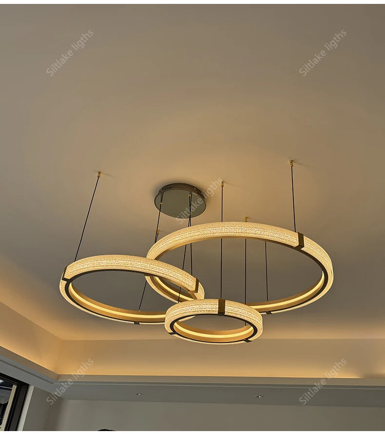 Modern Round Ring Chandelier — Aluminum & Acrylic Ceiling Light
