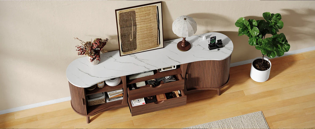 70" Fluted TV Stand — Mid-Century Entertainment Console