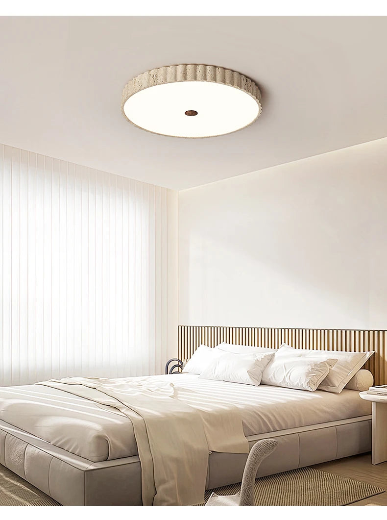 Travertine Full-Spectrum LED Ceiling Lamp — Natural Stone Pendant