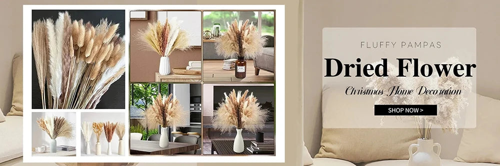 Natural Pampas & Rabbit Tail Grass Bouquet — Boho Table Decor