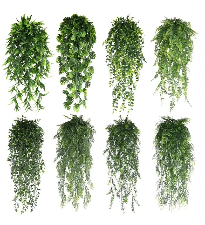 Persian fern Leaves Vines Home Room Decor Hanging Artificial Plant Plastic Leaf Grass Wedding Party Wall Balcony Decoration — feature detail