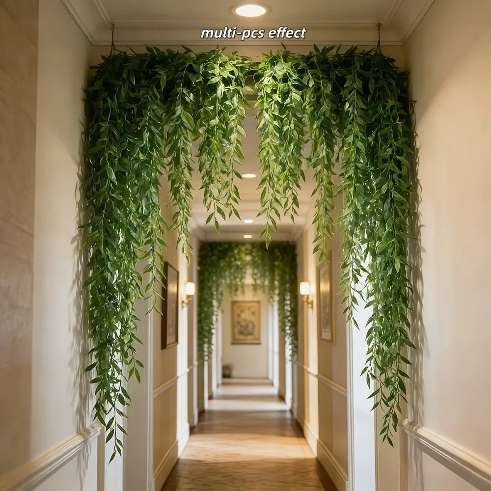 20pcs Extra-Long Deluxe Willow Vine Elegant Artificial Greenery, Faux Evergreen Hanging Vine with Dense for Spring Living Room — image 9