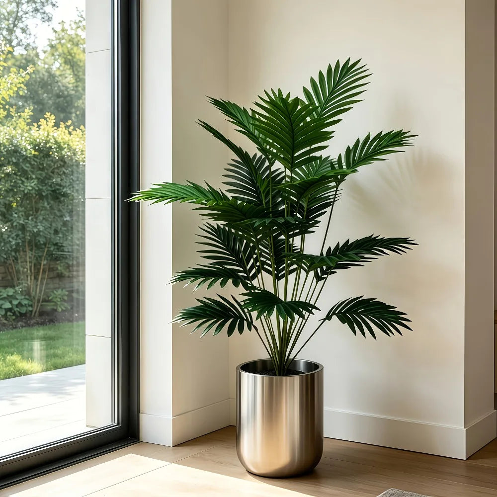 1PC 128CM Large Artificial Palm Tree Tropical Green 24Leaves Fake Plants Plastic Monstera Faux Tree Branch for Home Decor — feature detail