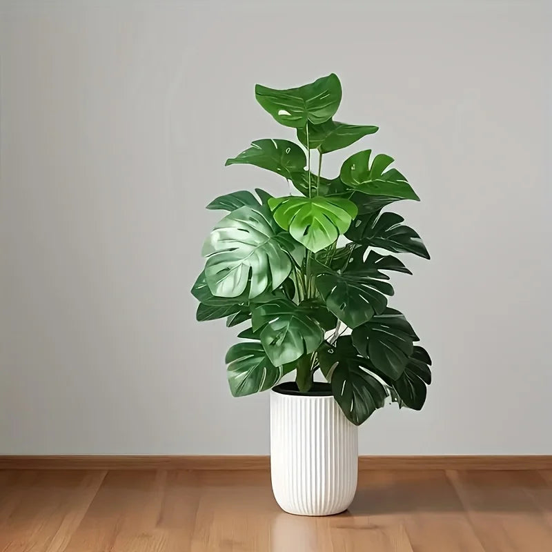 Artificial Monstera Palm Tree Realistic Plastic Green Plant for Home Office Wedding Christmas Without Flower pots — alternate view