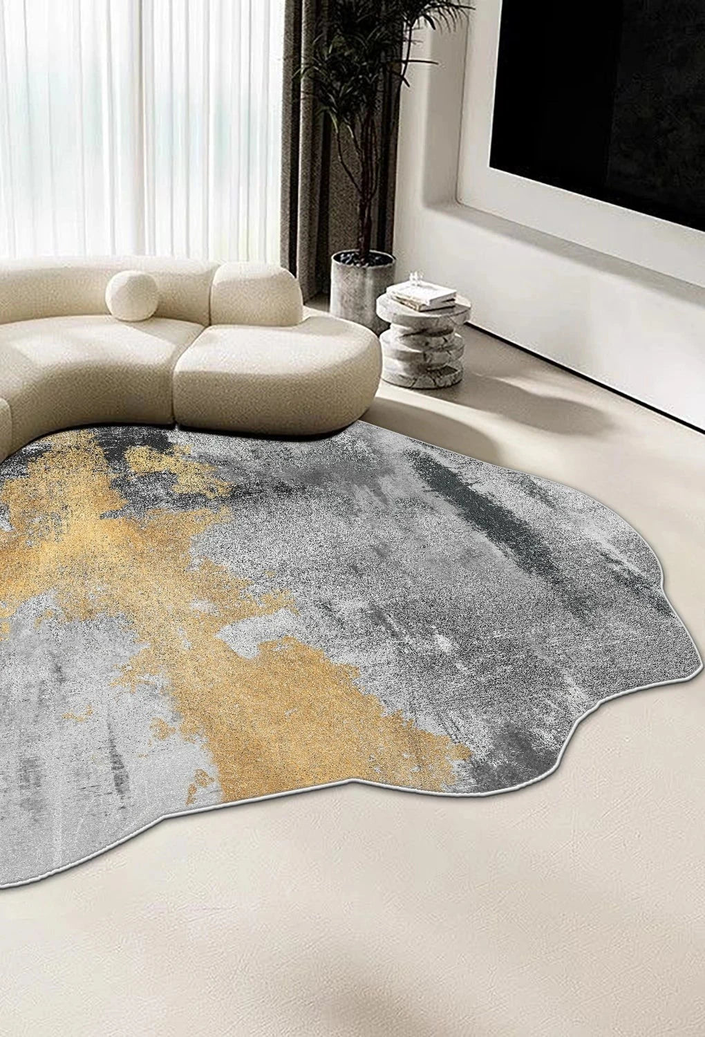 Modern Abstract Irregular Carpet for Living Room Decoration Home Machine Washable Fluffy Rugs Thickened Bedroom Soft Floor Mat — feature detail