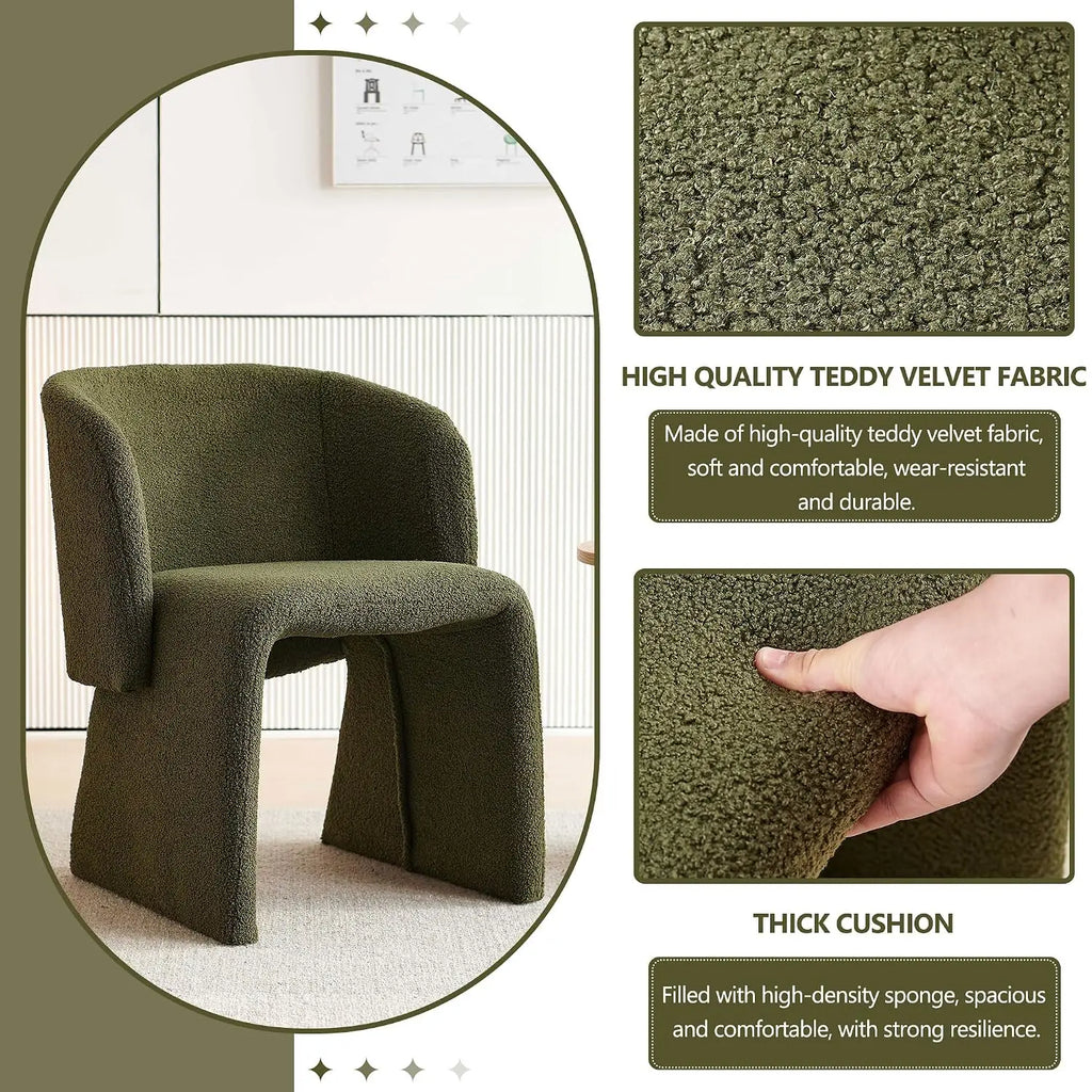 Mid-century upholstered dining arm chair with curved backrest