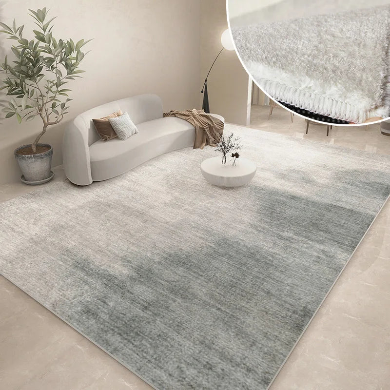 Modern Abstract Plush Area Rug — Thick Grey